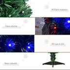 Artificial Christmas tree in PVC with 90 LED lights and optical fibers, 90 branches and folding base, Ï†48x90cm - green - Borgè