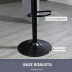 Set of 2 Bar Stools with Backrest and Footrest, Swivel with Adjustable Height, Grey - Borgè