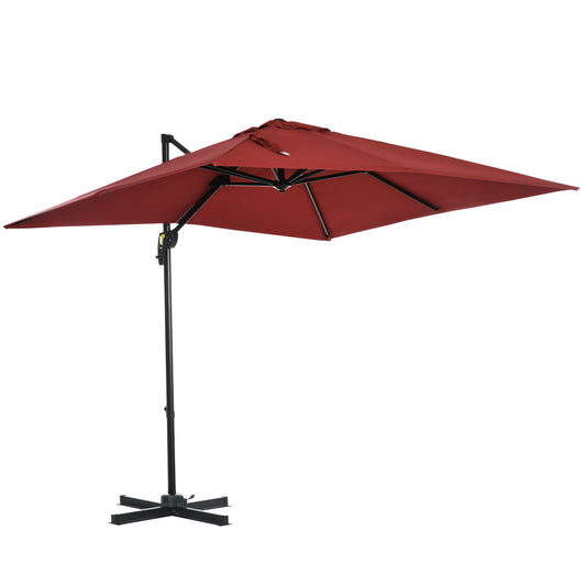 Outsunny garden umbrella with adjustable angle on 5 levels and 360 ° rotation, 245x245x248 cm, red - Borgè