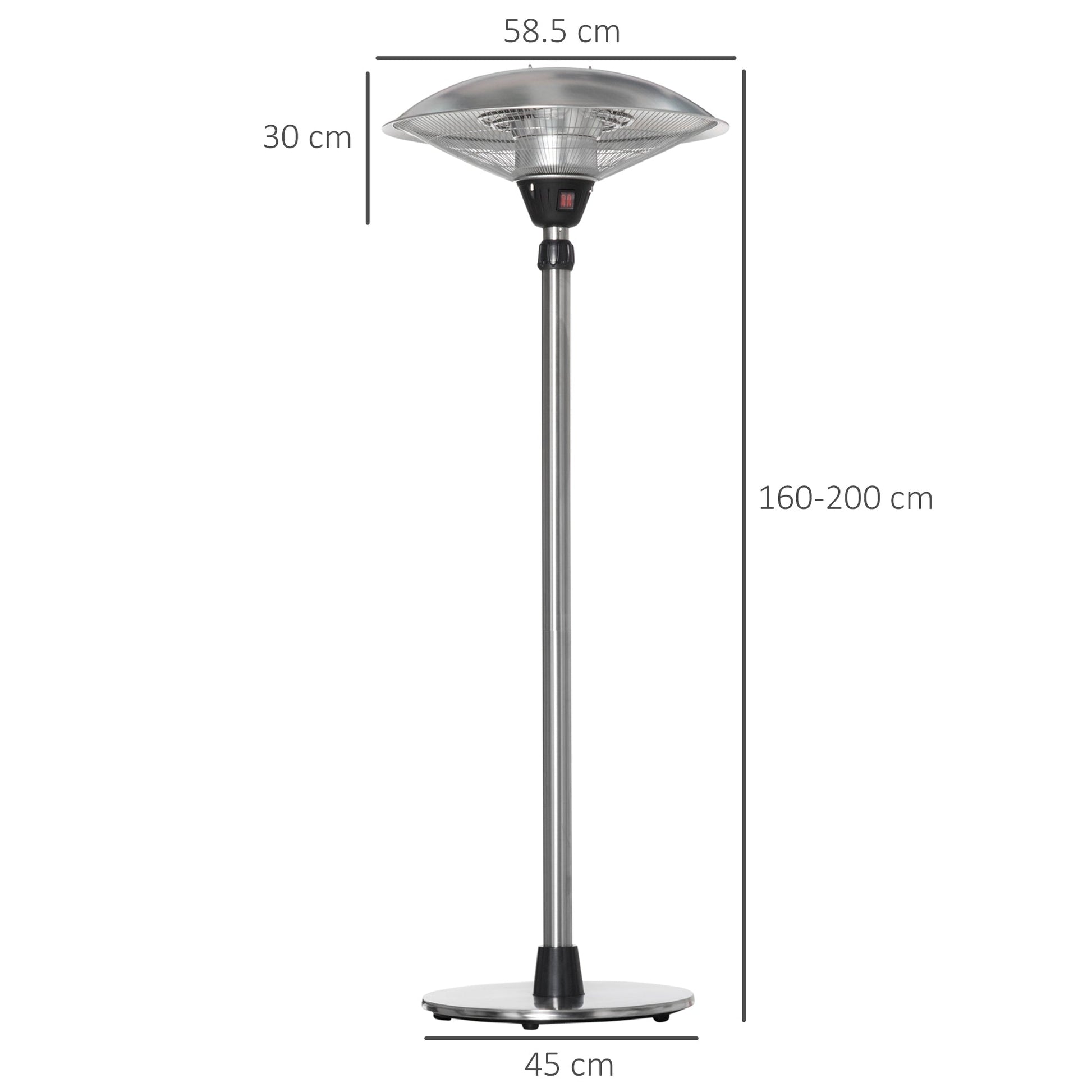 Outsunny outdoor heating mushroom with 3 temperatures and adjustable height in steel and aluminum, silver - Borgè