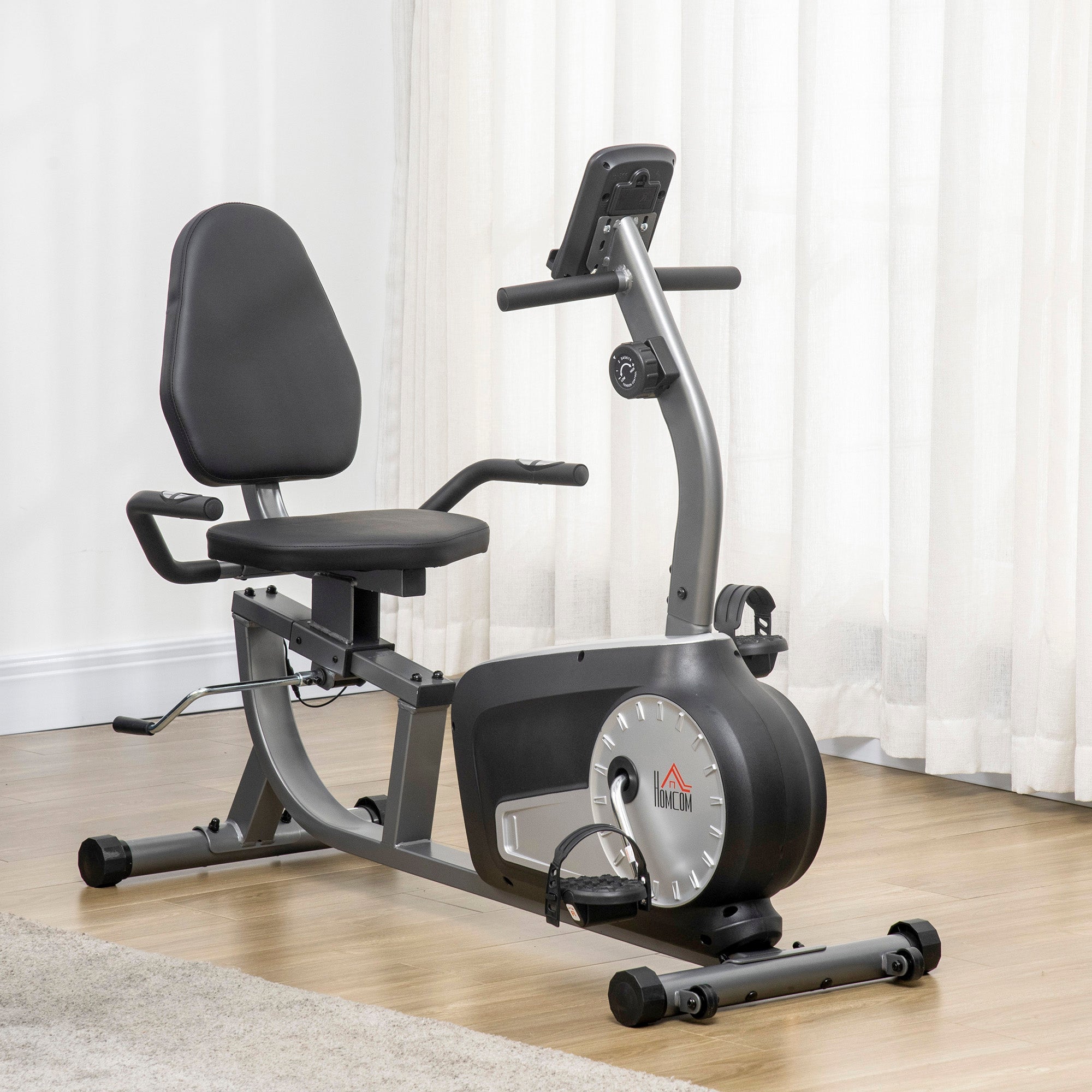 Cyclette horizontal Recumbent with 8 levels of resistance, LCD screen and adjustable seat, 122-137x62x103 cm - Borge' Group Limited