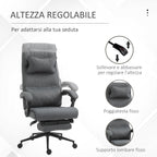 Ergonomic office chair with adjustable height with armrests and footrests, 66x70x115-123 cm, Grey - Borgè