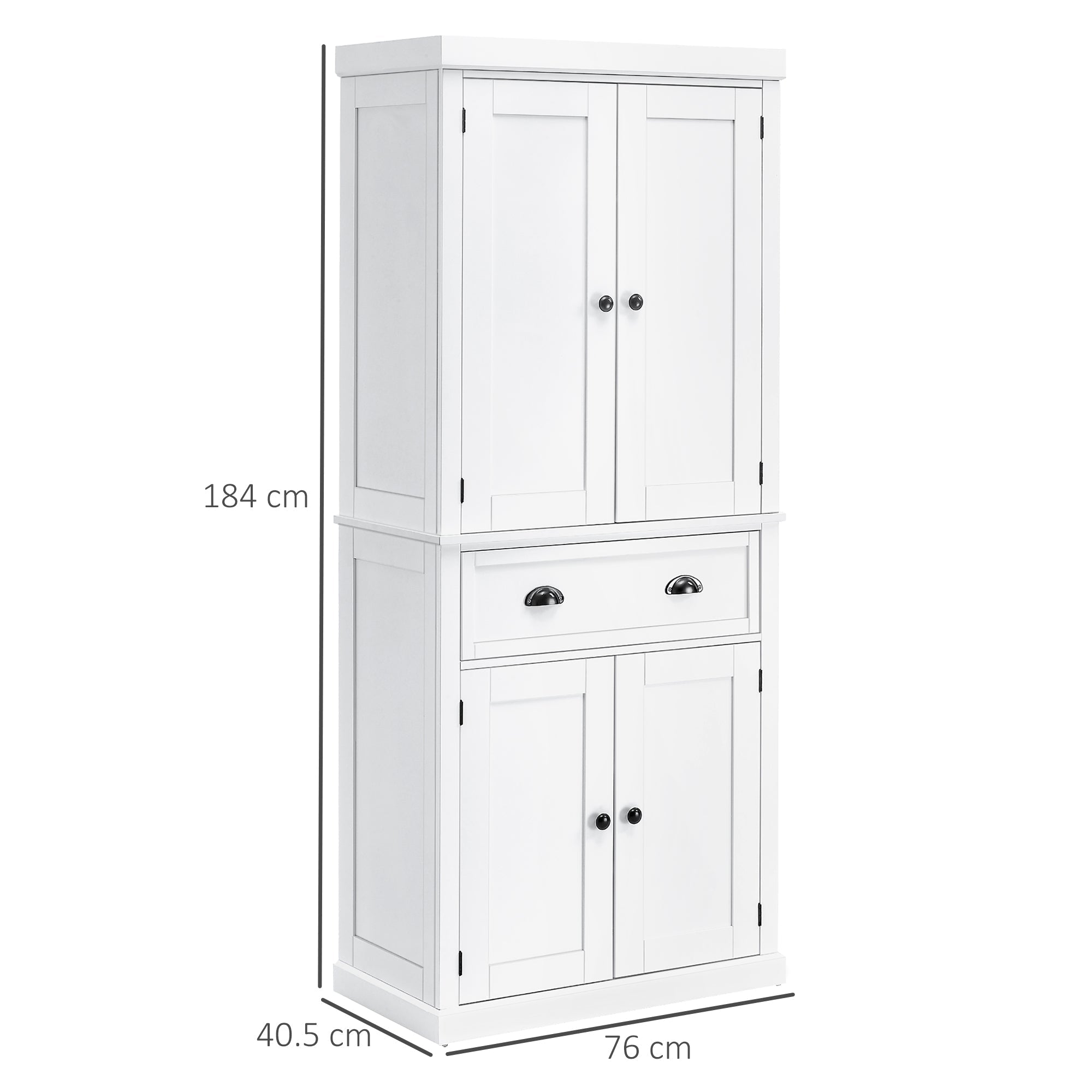 Mobile kitchen with upper and lower locker and central drawer in MDF, chipboard and metal, 76x40.5x184cm, white - Borgè