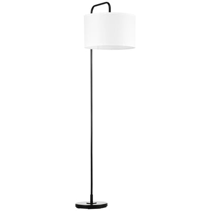 Homcom Modern Earth lamp in steel with linen effect fabric lampshade, 64x38x163.5 cm, white and black - Borgè