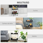 Trolley 2 levels with swivel handles and wheels, in metal, 63x40.4x83.5 cm - Borgè