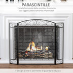 Parascintille fireplace with 3 folding panels - Black - Borgè