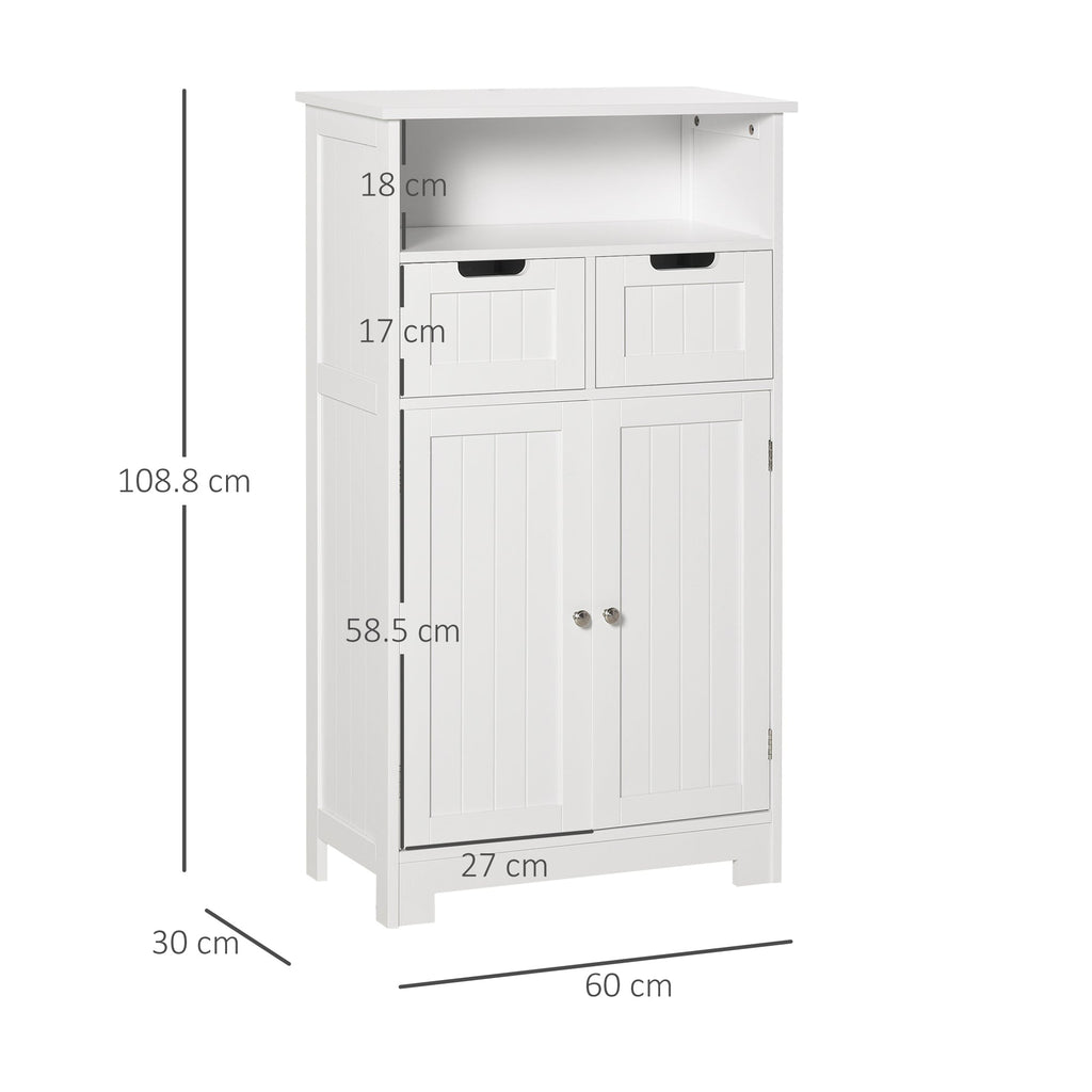 Kleankin Multiuse bathroom cabinet with 2 -door garbance peel and 2 white drawers - Borgè