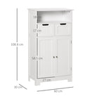 Kleankin Multiuse bathroom cabinet with 2 -door garbance peel and 2 white drawers - Borgè