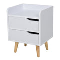 bedside table with modern white design with drawers and wooden feet - Borgè