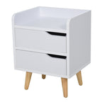 bedside table with modern white design with drawers and wooden feet - Borgè