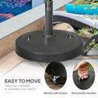 Outsunny base for 23.5kg umbrella with 2 crank and wheels, resin and steel, Ã˜53x41 cm, black - Borgè