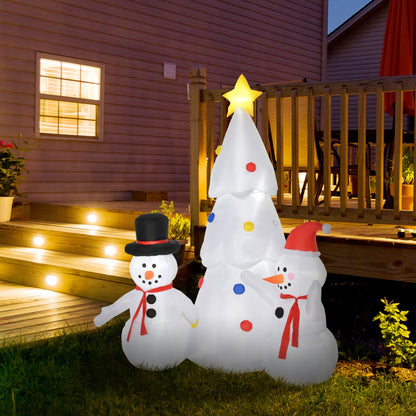 Inflatable Christmas tree with snowman Christmas decoration with led lights for garden and home - multicolor - Borgè