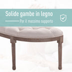semicircular fundalet with wooden structure and chesterfield style padding beige 140.5x51x48cm - Borgè