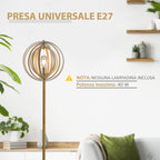 Earth lamp design with lampshade with adjustable rings in wooden bulbs E27 Ñ„38 x 160 cm - Borgè
