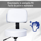 Homcom swivel stool with backrest, adjustable height and 5 -like white -like wheels for home or shop - Borgè