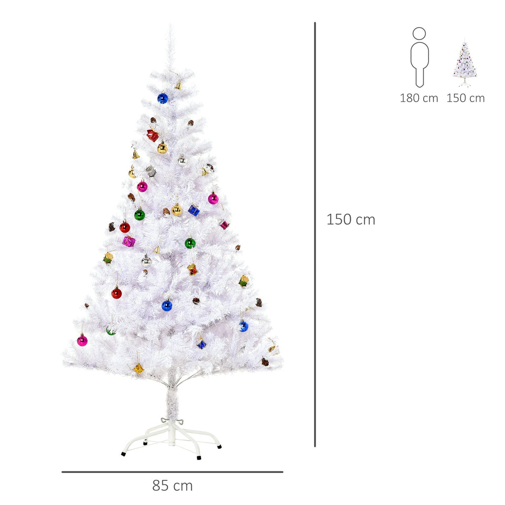 Christmas tree 150 cm with 680 decorated branches, white - Borgè