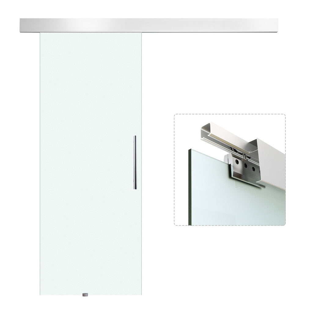 Sliding Glass Door in satin glass with track | 90x205cm - Borgè