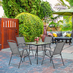 Folding Garden Table and 4 Chairs Set with Umbrella Hole, Black - Borge' Group Limited