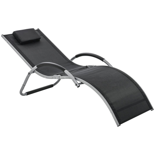 Outsunny Aluminum sun bed, garden deck chair in textilene with removable headrest - Borgè