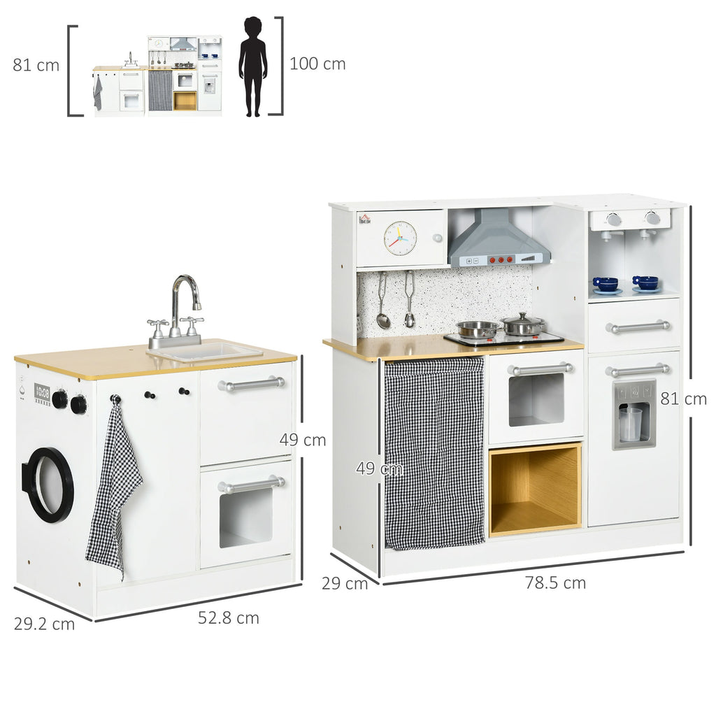 Homcom cuisine 2 pieces for children 3-6 years with kitchen utensils, lights and sound effects, in mdf and pp - Borgè
