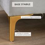 Packable Bench Fund in velvety fabric, Bedroom bench and entrance with quilt decoration, metal feet, Grey - Borgè