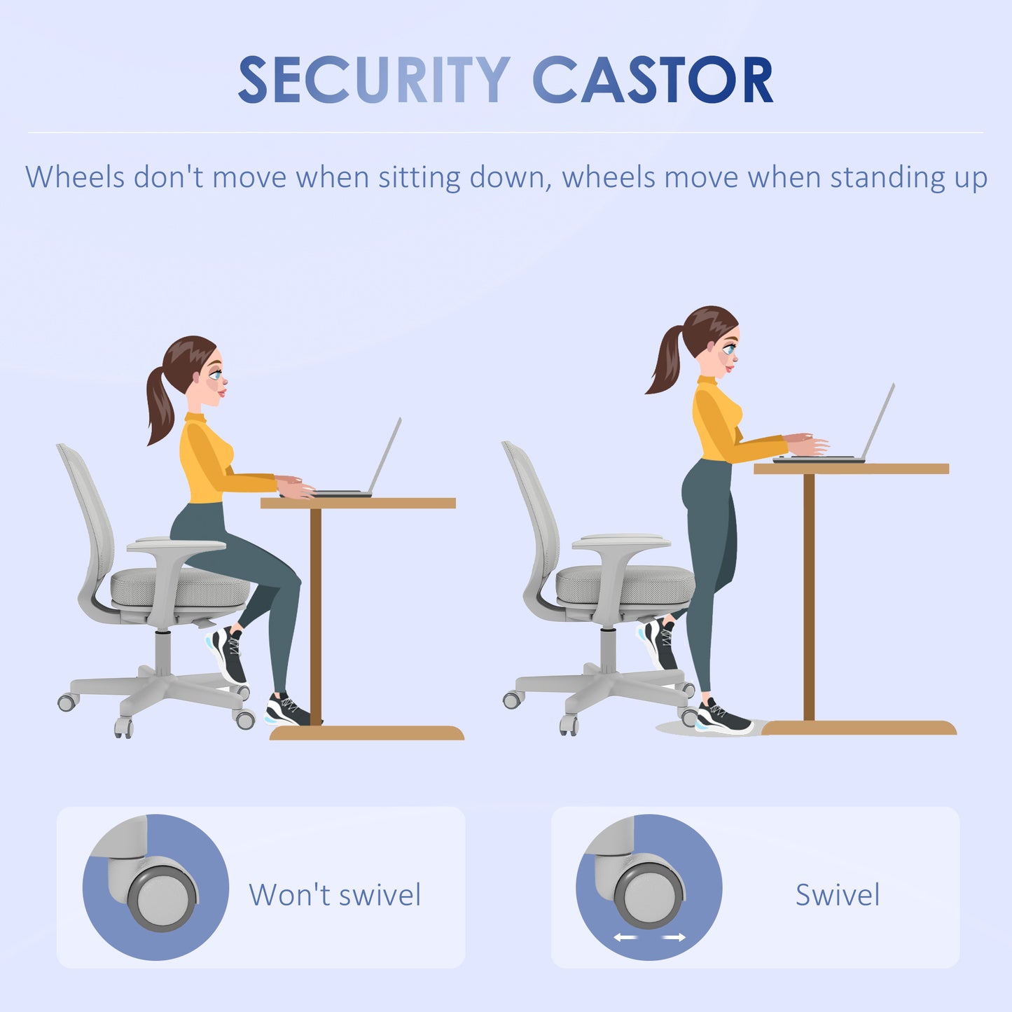 Ergonomic office chair and reclining at adjustable height with 5 wheels, 55x48x82.5-94.5 cm, gray - Borgè