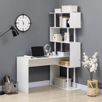 Modern Angular Desk in Chocolate Office and Studio with 4 -level shelf, 120x80x176 cm, white - Borgè