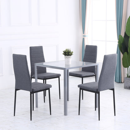 Square Table 4 Seater for Kitchen and Living Room, Modern Table in Metal and Tempered Glass, 75x75x75 cm, Grey - Borgè