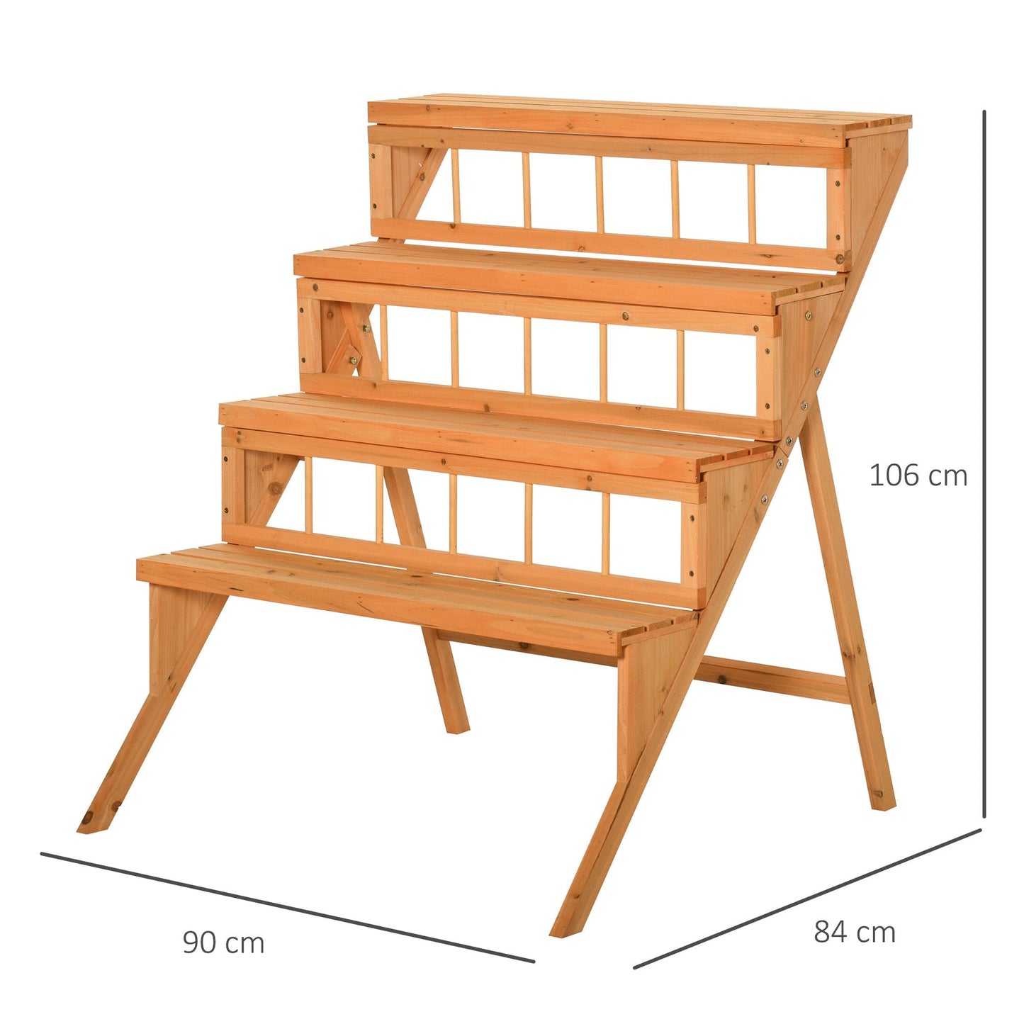 Outsunny Scaletta Wooden holder with 4 shelves, garden and house holder - Borgè