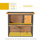 Rabbit Cage with Ramp and Open Area, 2-Tier Wooden and Metal Rabbit Hutch, Light Yellow, 89.5x45x81cm - Borge' Group Limited