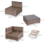 7-Piece Rattan Garden Lounge Set with Coffee Table and Modular Sofa with Cushions, Grey - Borge' Group Limited