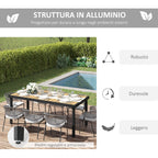 8-Person Aluminum Garden Table, Plastic Outdoor Table for Terrace and Balcony, Black and Wood Color - Borge' Group Limited