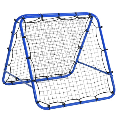 Folding Rebound Football Network with adjustable angle and pickets, 100x95x90 cm, blue