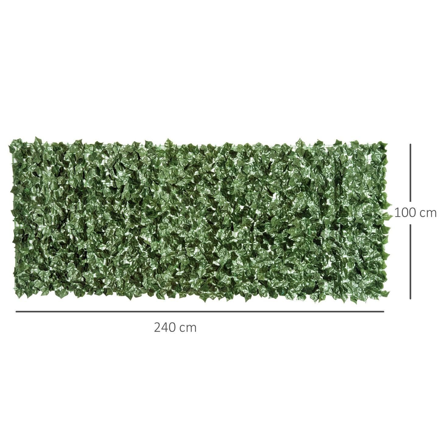 Outsunny artificial hedge roll for balcony and garden in PE Anti -UV with leaves 240x100cm - dark green - Borgè