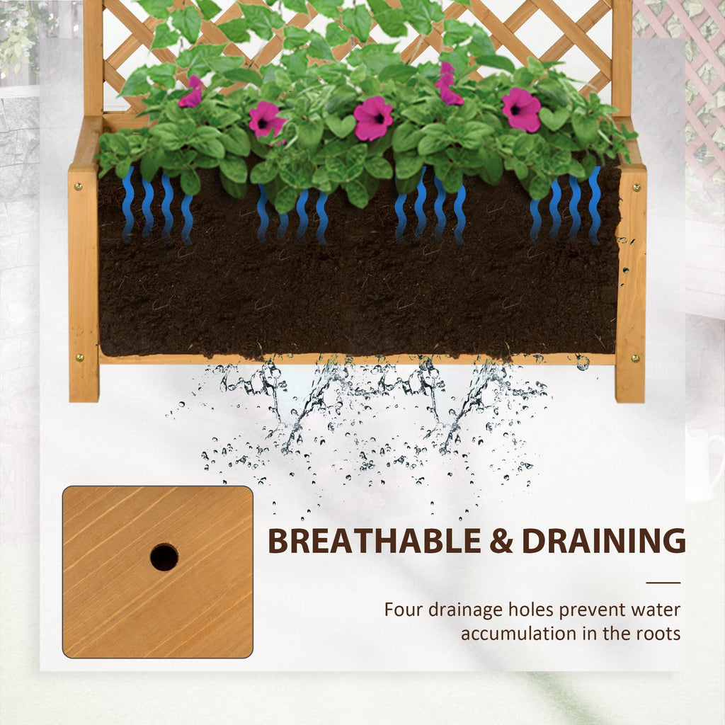 Outdoor Planter in Fir Wood with Raised Vertical Design, 90x45x180 cm, Yellow - Borge' Group Limited