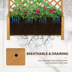 Outdoor Planter in Fir Wood with Raised Vertical Design, 90x45x180 cm, Yellow - Borge' Group Limited