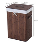 Elegant Bamboo Cane with Lid & Removable Fabric Bag, 40x30x60cm - Brown - Borgè