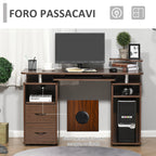 Desk PC Wooden Door With Drawers And Home Keyboard and Walnut Office - Borgè