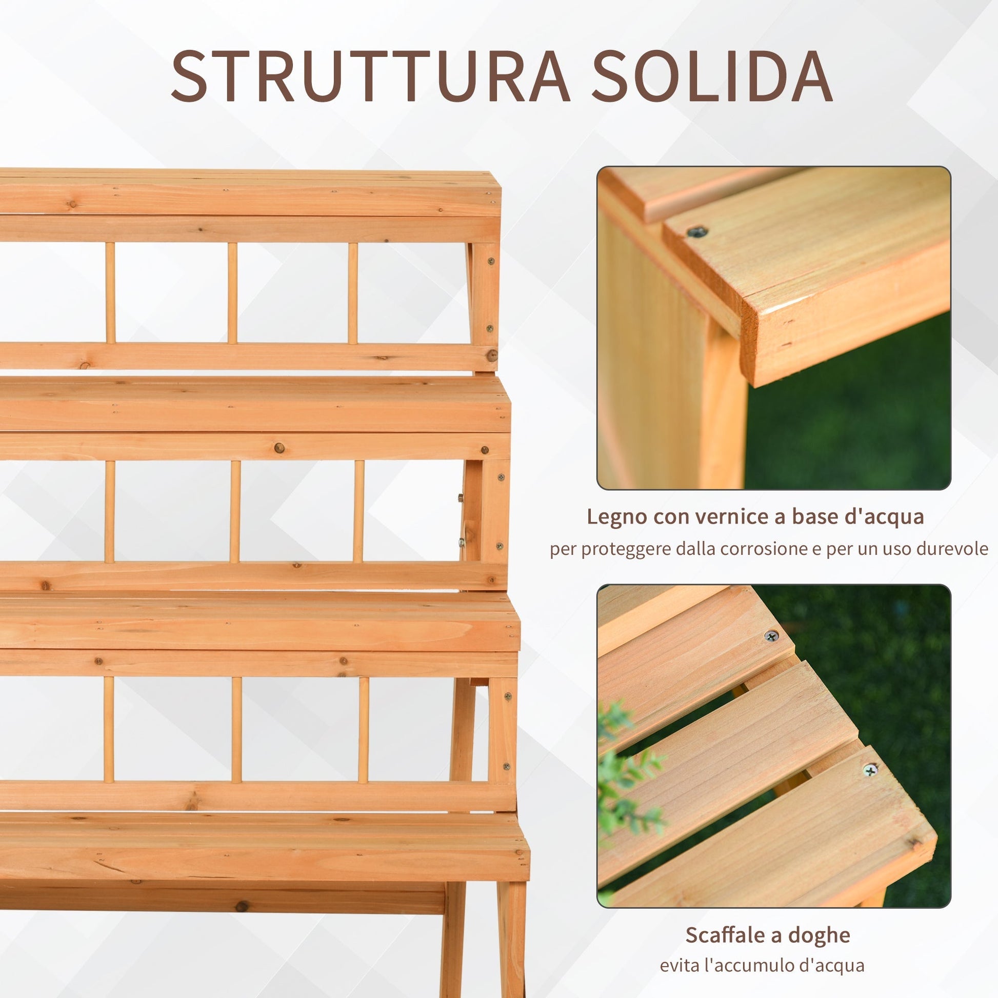 Outsunny Scaletta Wooden holder with 4 shelves, garden and house holder - Borgè