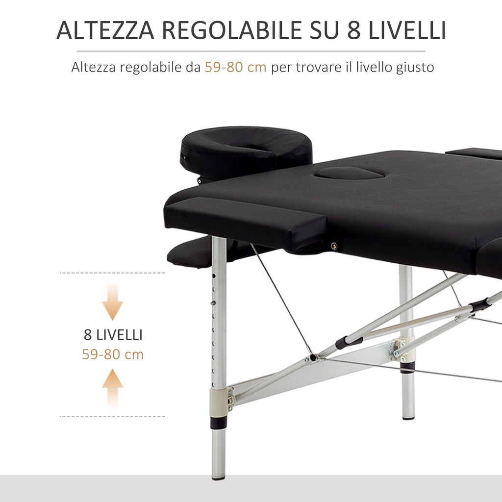 Professional Foldable Massage Table, Massage Table with Adjustable Height and Carrying Bag for Beautician and Therapist, Black - Borge' Group Limited