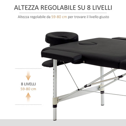 Professional Foldable Massage Table, Massage Table with Adjustable Height and Carrying Bag for Beautician and Therapist, Black - Borgè