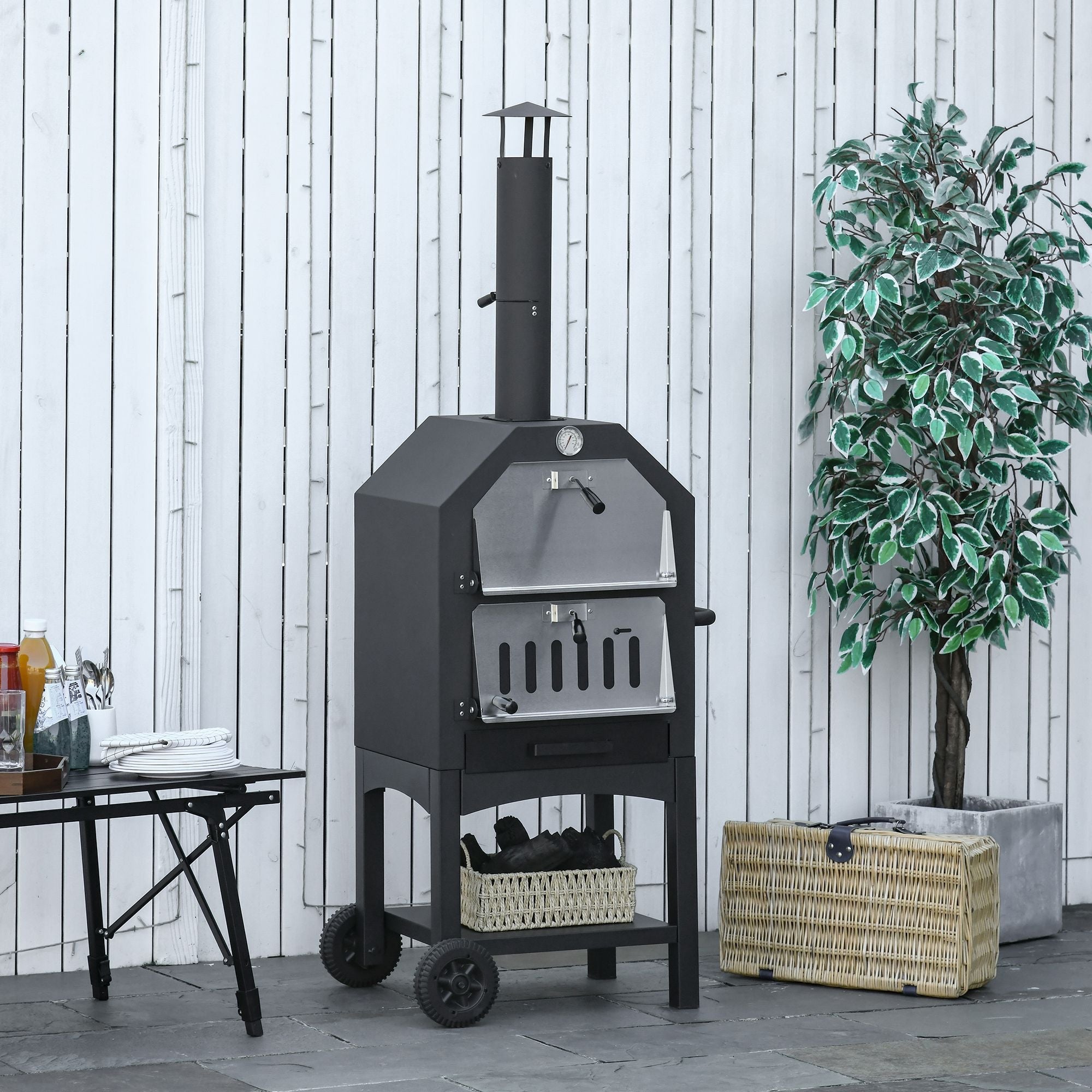 Black Outdoor Pizza Charcoal Oven - Borge' Group Limited