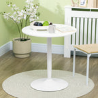 Modern Round Table For 2 people in MDF and Steel, Ø70x75cm, White - Borgè