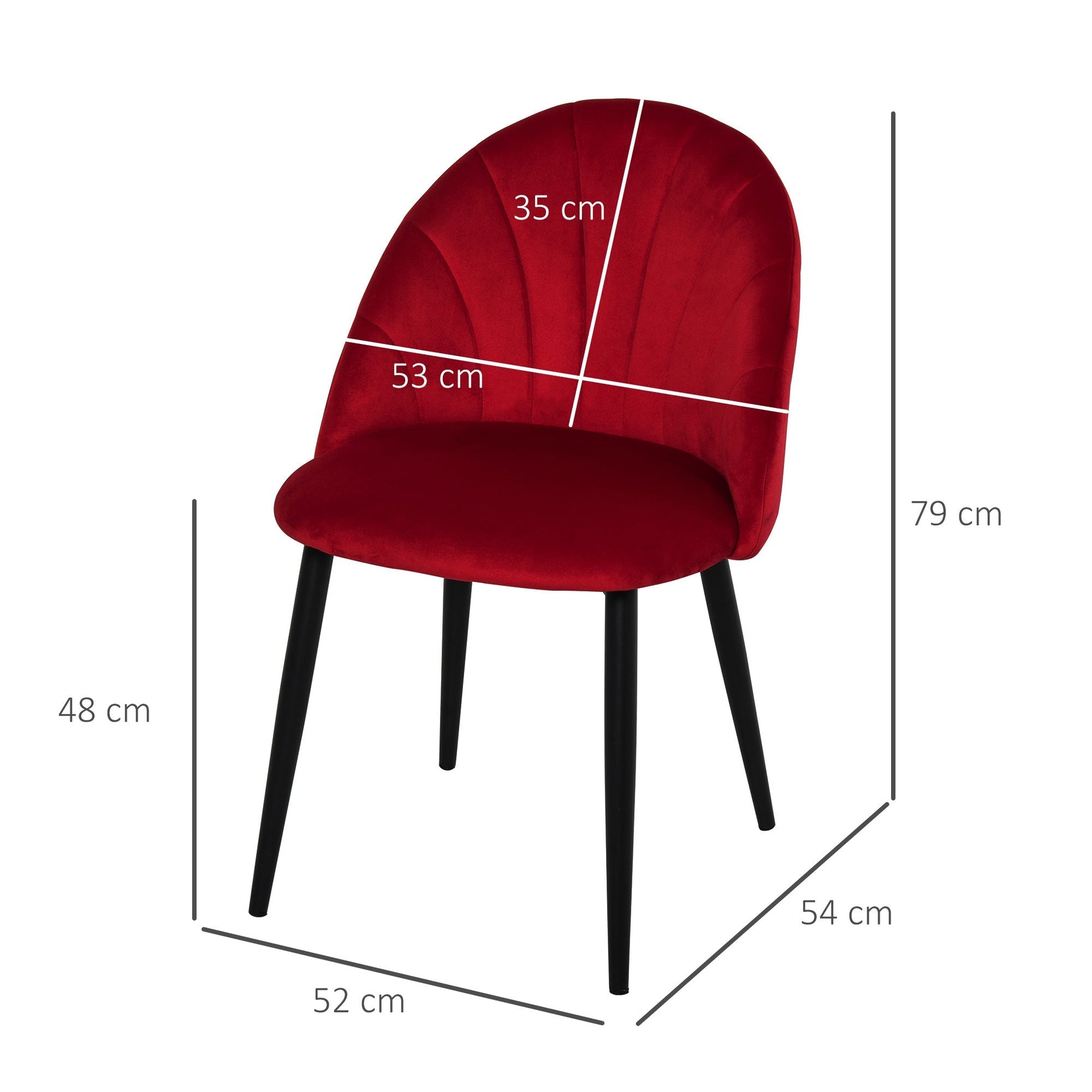 set 2 chairs for dining room padded with Nordic design in metal and red velvet - Borgè