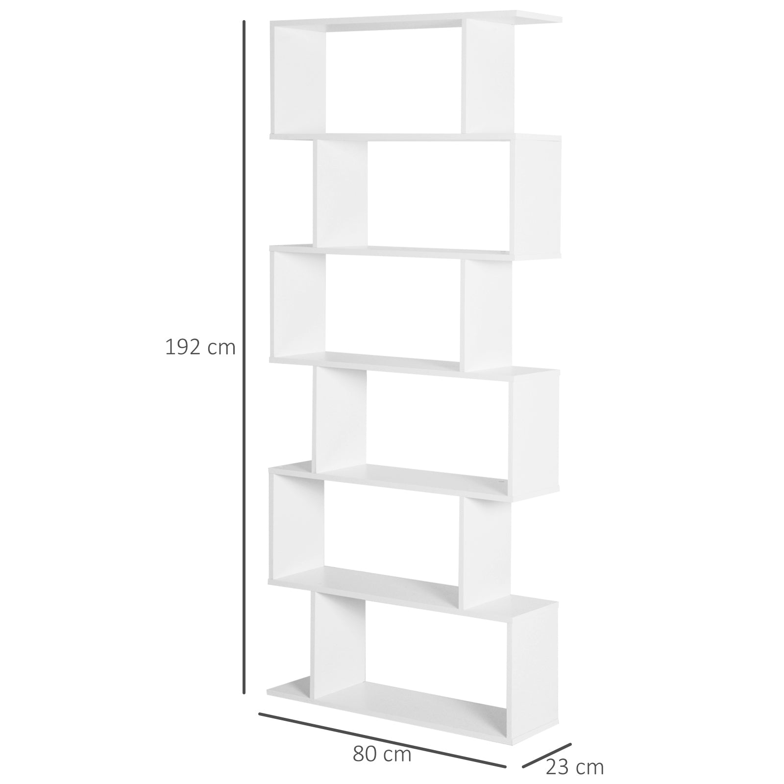 Homdom Modern Design Library White shelf, 80x23x192cm - Borgè