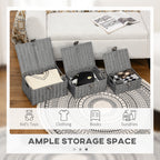 Set of 3 Grey Storage Boxes in with lid in different sizes - Borgè