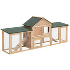 Rabbit Cage, Enclosed Rabbit Hutch with Ramps, Waterproof Roof and Removable Tray 210 x 45.5 x 84.5 cm - Borge' Group Limited