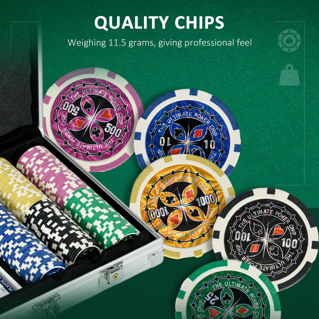 SportNow Set Poker for 7-8 players with 300 chips, 2 decks of cards and 5 dice, aluminum and polyester - Borgè
