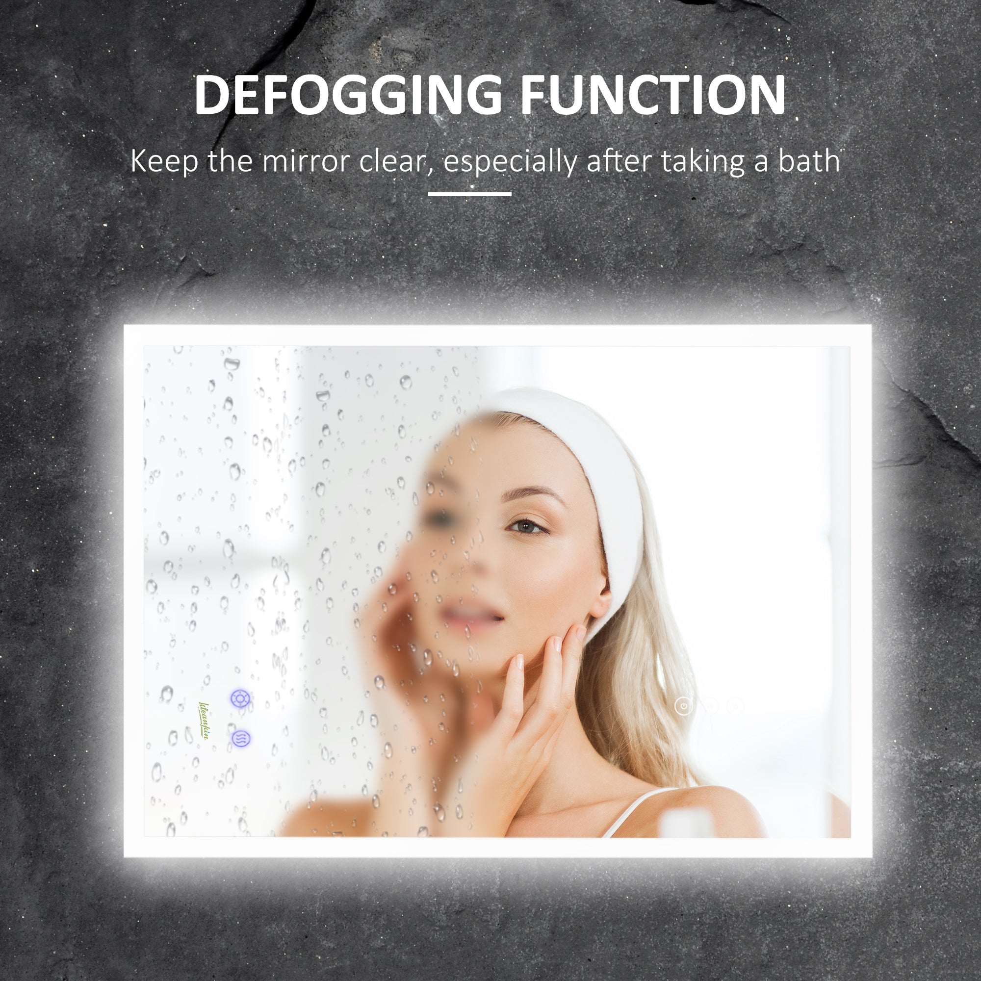 Kleankin Bathroom mirror with LED light 70x50 cm, mirror with anti-plot function and touch, silver keys - Borgè