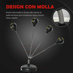 Boxing bag at adjustable height, gloves included, in pe and metal, 45x45x133-151cm, gold - Borge' Group Limited